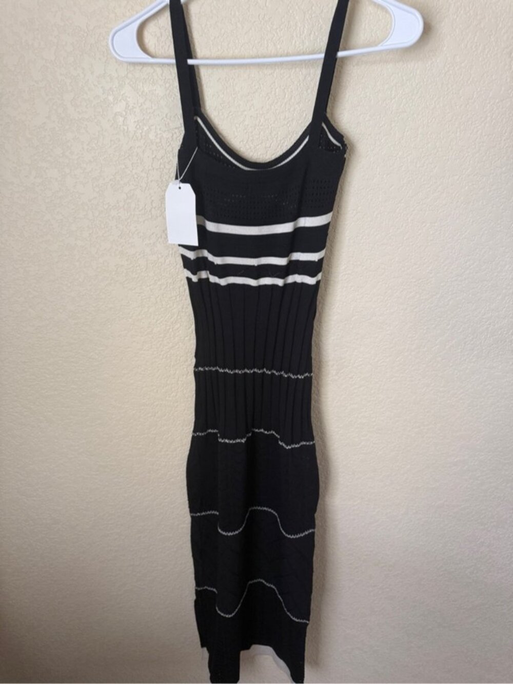 Black & White Striped Knit Midi Dress - Picture 5 of 5